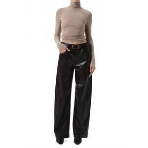 NEW CITIZENS OF HUMANITY ayla baggy recycled leather pants in chocolate dark bro